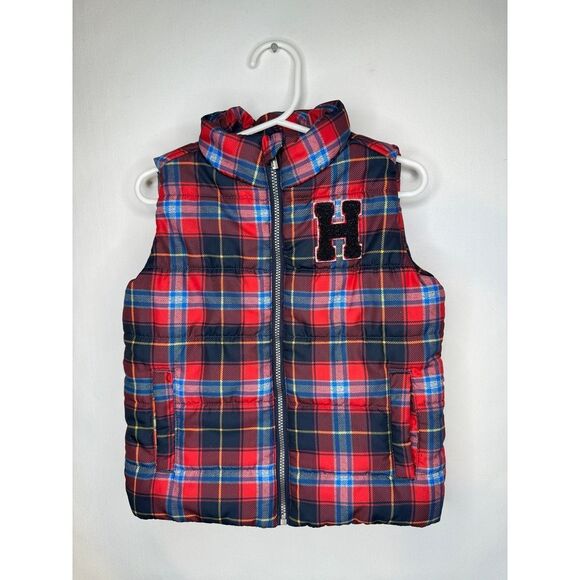 Tommy Hilfiger Other - Tommy Hilfiger Red Navy Plaid Puffer Vest with H Patch